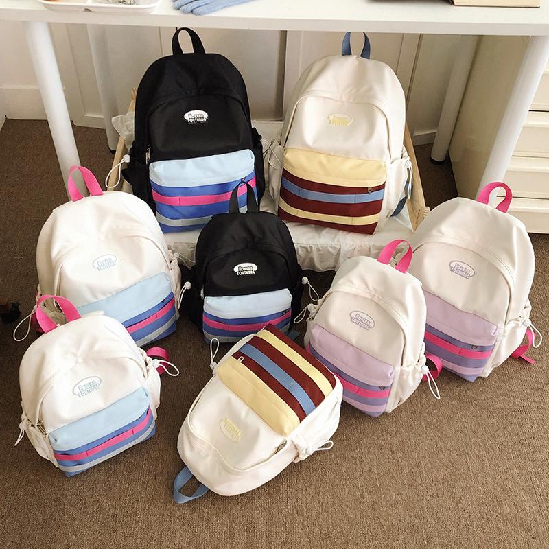 Schoolbagins Wind Japanese School Bag Large Capacity Korean Version Contrasting Color Versatile Girl Backpack High Value Student Backpack Female