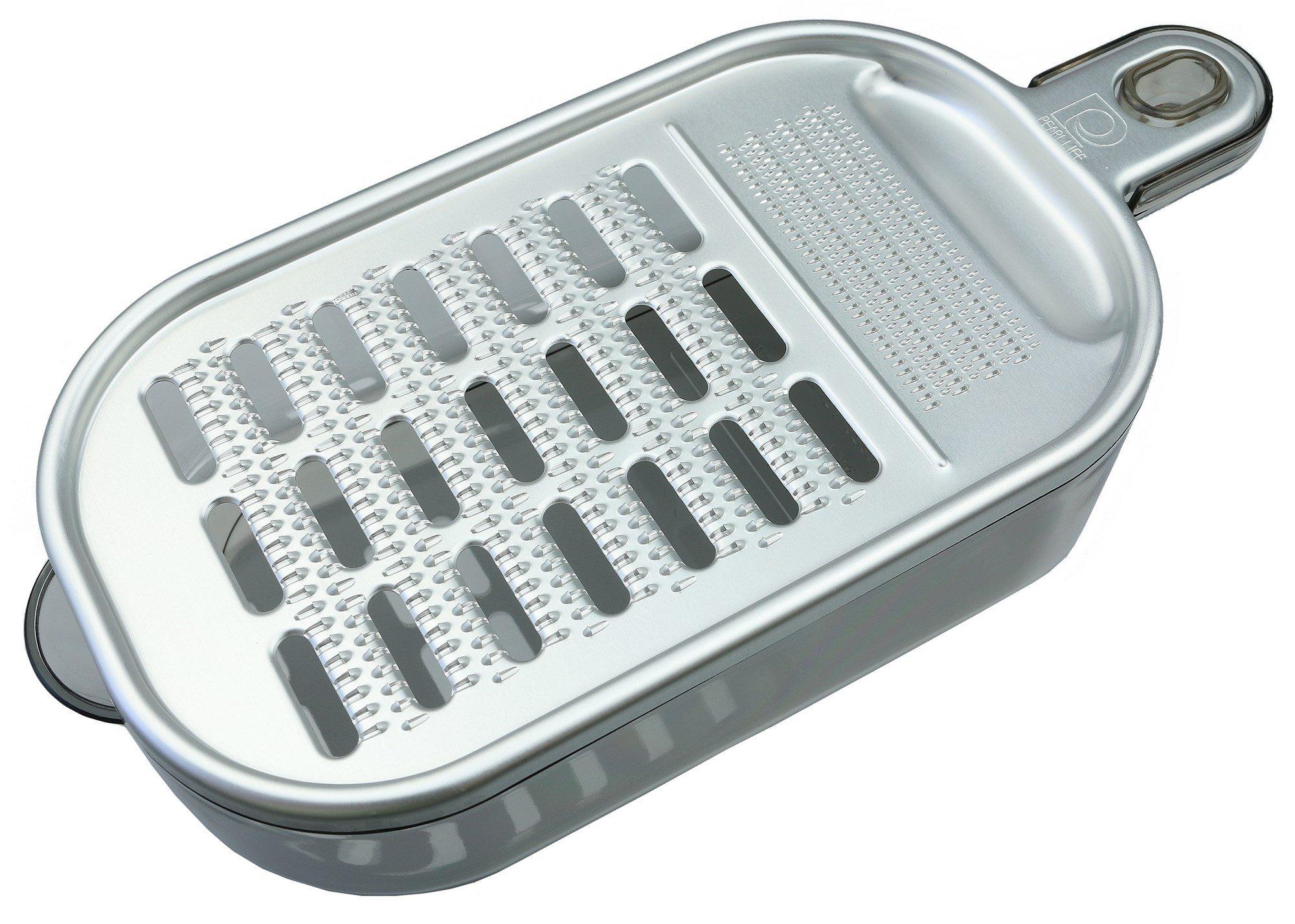 Pearl Metal Grater with Made in VeggieLive Tray, Aluminum, Japan, CC-1019