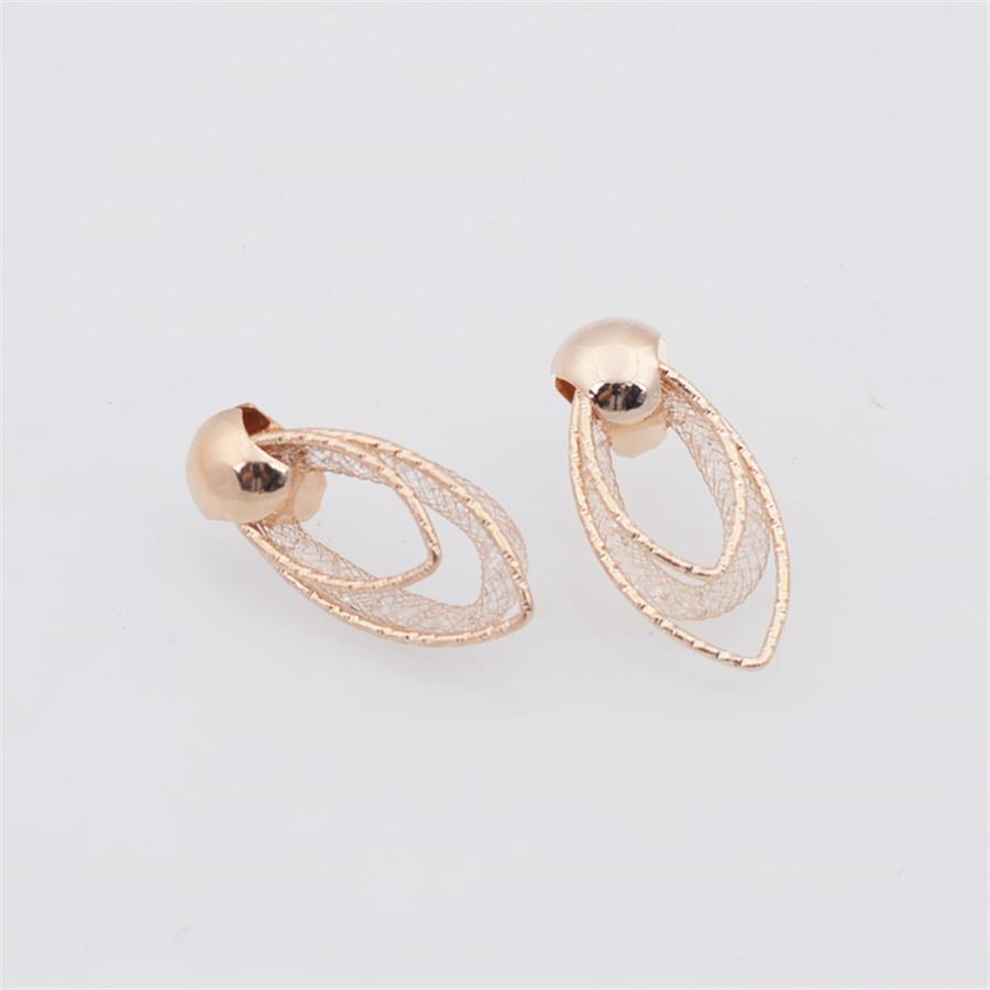 Trend Wire Mesh Droplets Rhinestone Drop Earrings for Women Exquisite Geometry Gold Color Jewelry