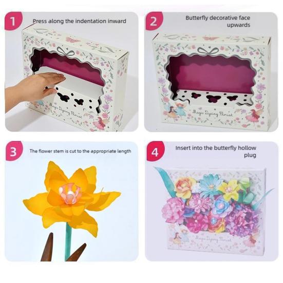 1 Set DIY-Blütenblatt-Bastelset, handgefertigtes Malpapier-Blumenbastelset, für Kleinkinder und Erwachsene, pädagogisches DIY-Set für bunte Blumensträuße