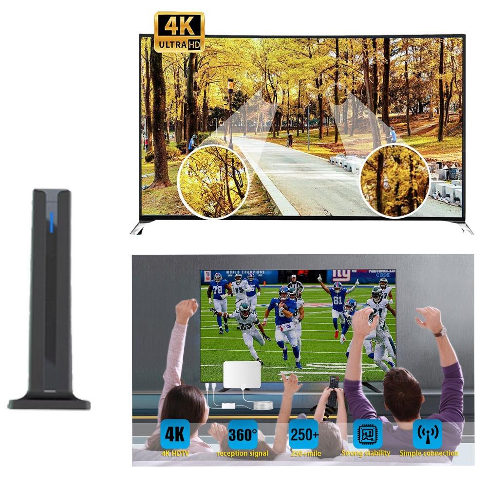 2025 Nova Antena de TV Digital Interna HDTV Tipo T Onda Terrestre Antena Vertical Recepção de Sinal Estável