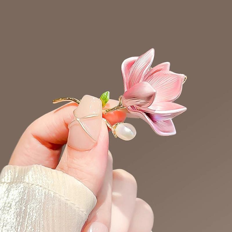 Broches de Flor de Magnólia Alba Exquisitos Para Mulheres Meninas Banquete Escritório Casamentos Pins Versátil Corsage Acessórios de Vestuário Presente