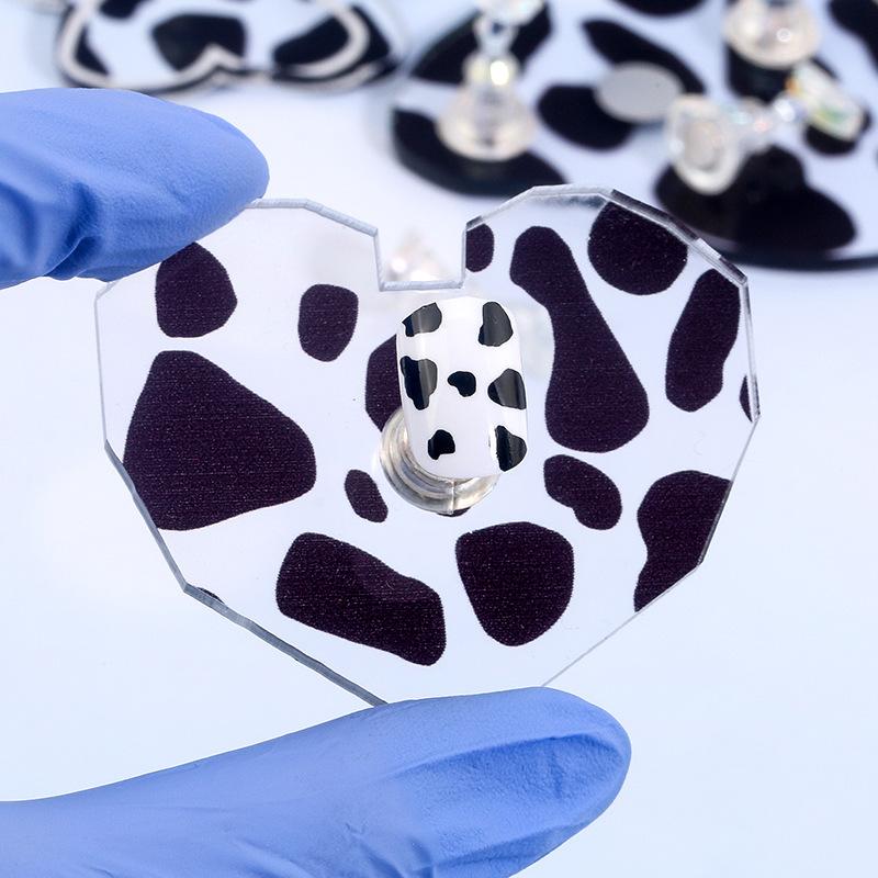 Hot Sale Cow Nail Art Practice Nail Holder Palette Acrylic Nail Display Base