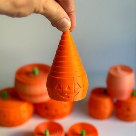 Halloween Pumpkin Tower Decompression Toy 3D Printed Layered Spiral Cone Fidget Toy Mini Sensory Toy for Stress Anxiety Relief