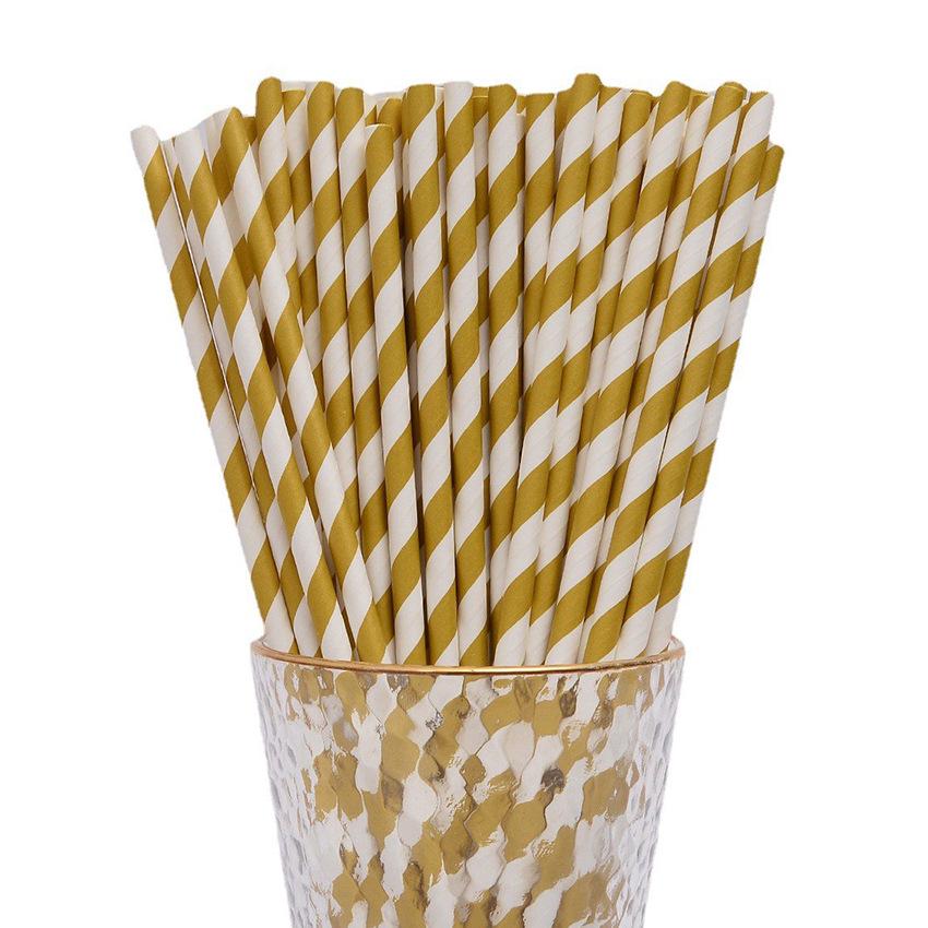 25 Colorful Striped Paper Straws - Disposable, Creative, Decorative for Desserts & Beverages