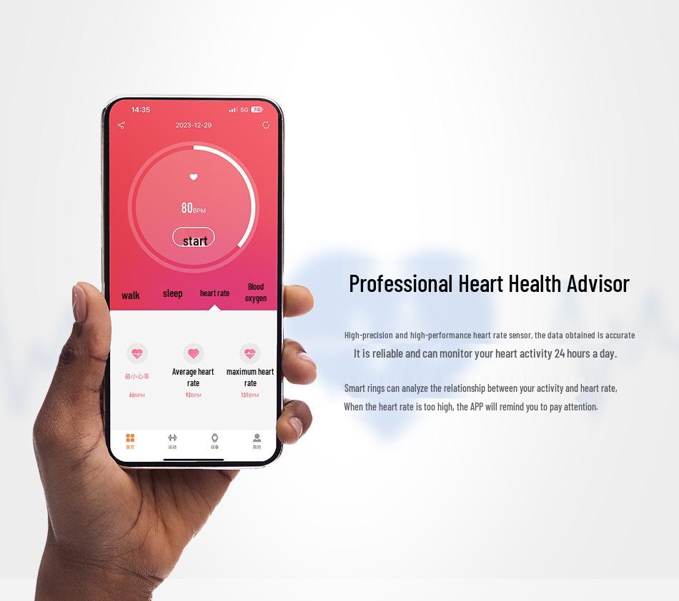 SR02 Smart Ring: Waterproof Pedometer with Bluetooth, Heart Rate & Blood Oxygen Monitor, Sleep Tracking.