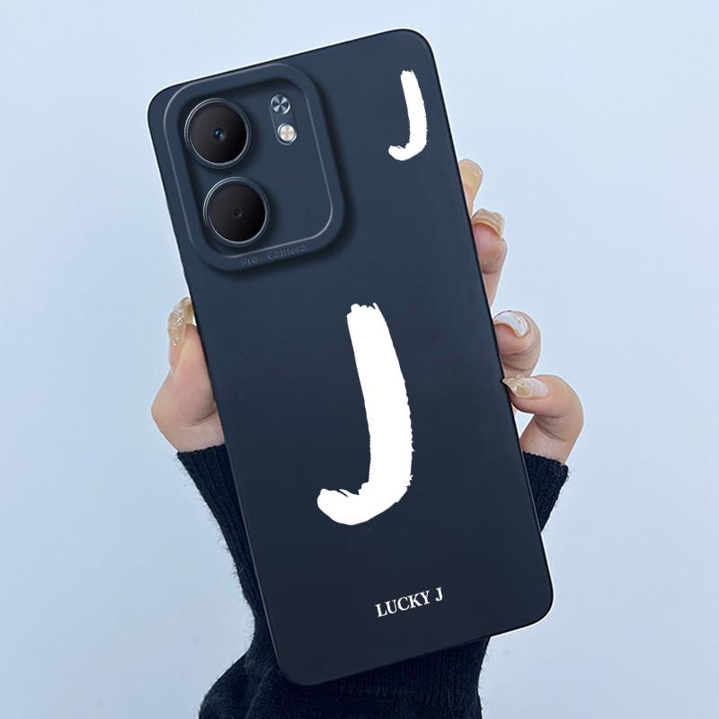 For OPPO A5x CPH2725 Cover Case Lucky Initial Letter Couple Silicone Soft Matte Phone Bumper for Oppo A5x 4G 5G 2025 Casing