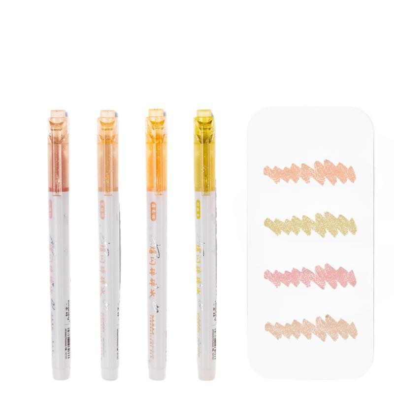 Glitter Marker Highlighter Pens Chisel Fine Tip Assorted Fluorescent Color for Art Journal Coloring Hand Lettering Sketching