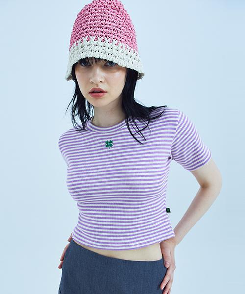 Fake Mama Clover Stripe T-Shirt_Purple