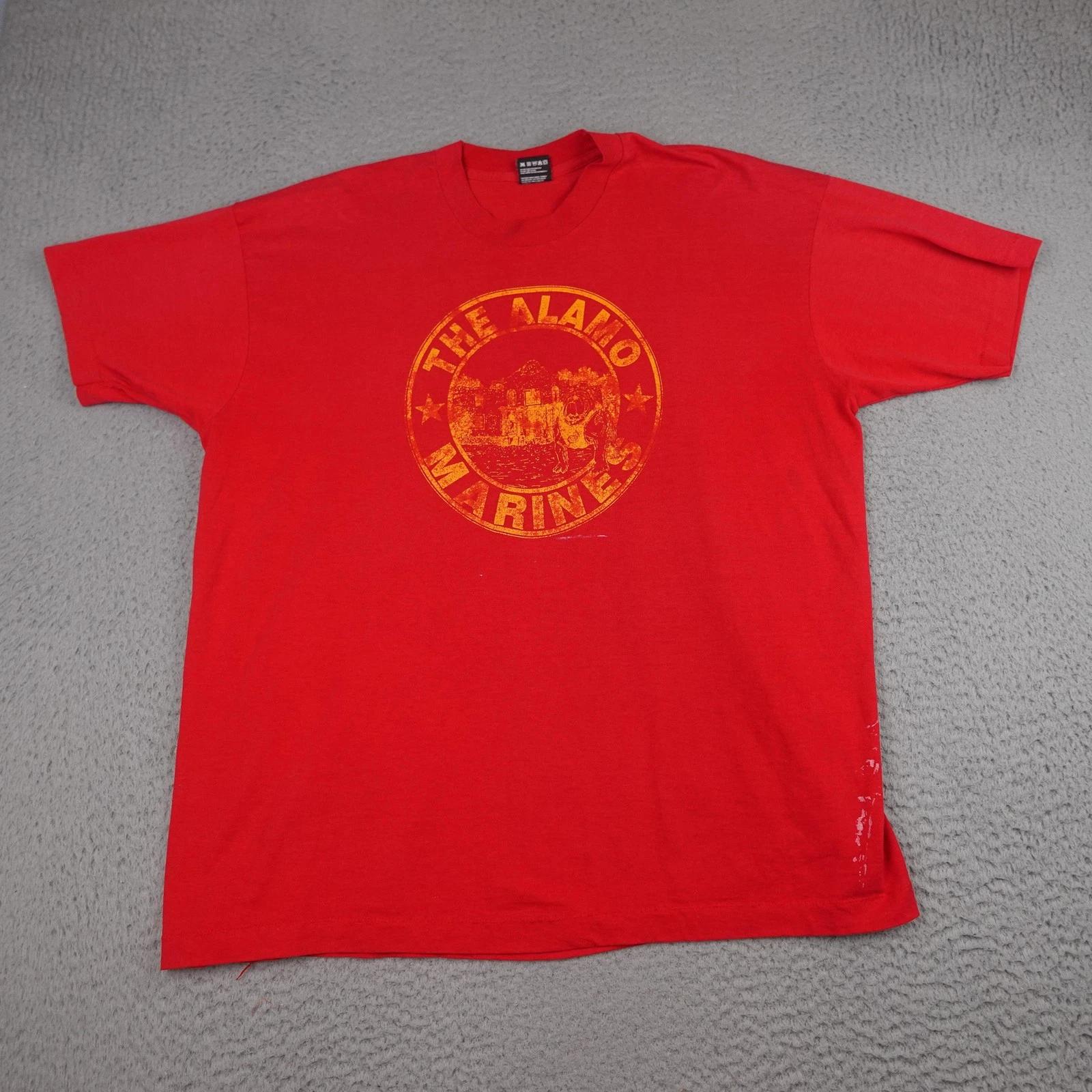 Vintage The Alamo Marines Shirt Mens 2XL Bulldog Graphic Fruit Of The Loom 90s S