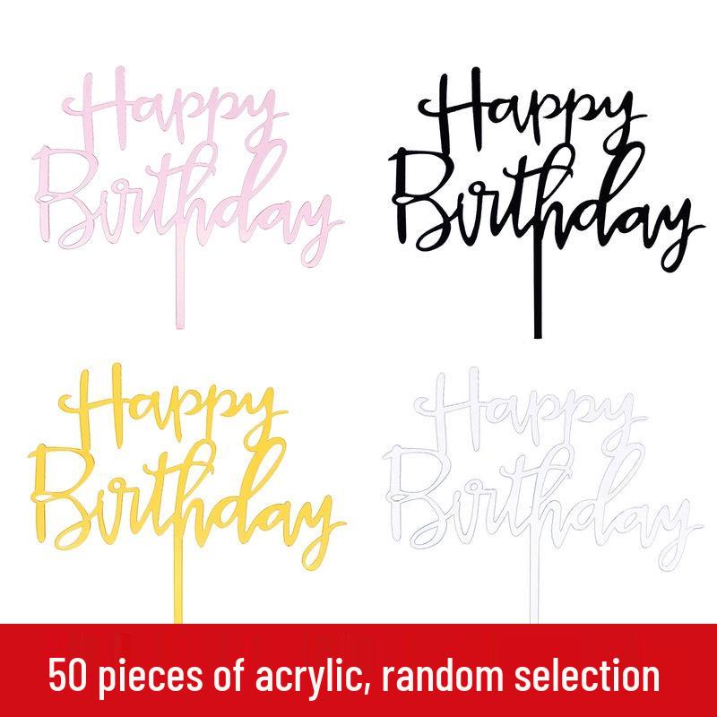 50-Pack Acrylic 'Happy Birthday' Cake Toppers - Popular Party Decorations with Free Shipping