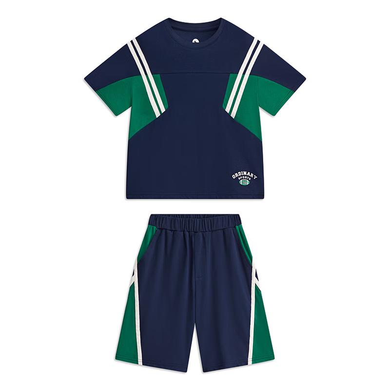MQD Boys  Colorblock T-shirt & Shorts Sportswear Set 140cm