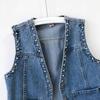 Plus Size Women's Denim Vest Korean Sleeveless Denim Vest Loose Belly Cover Jacket Trend Female Tops