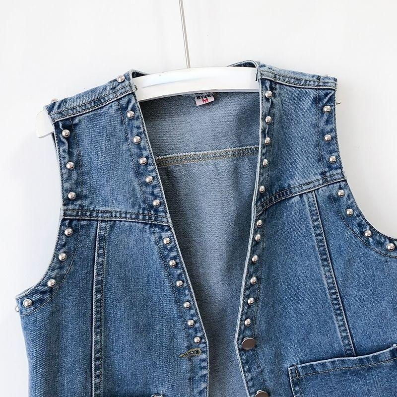 Plus Size Women's Denim Vest Korean Sleeveless Denim Vest Loose Belly Cover Jacket Trend Female Tops