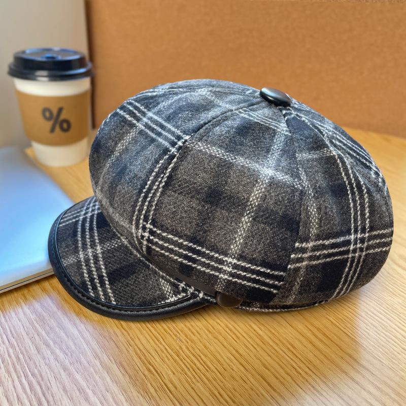 Modny wełniany beret w stylu koreańskim dla kobiet na jesień i zimę Retro Brytyjski Literacki Malarz Ośmiokątny Kapelusz Podkreślający Twarz Mały Kapelusz Gazeciarza