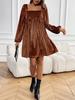 Elegant Spring Velvet Square Neck Backless Dress for Women