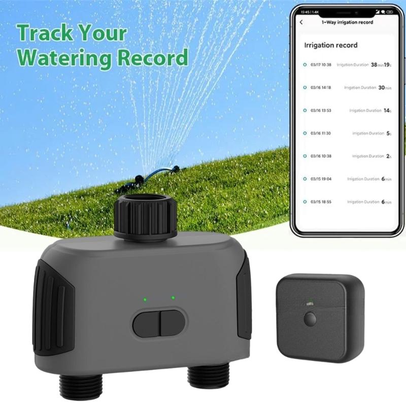 Double Port Water Timer Automatic Watering System Remote Control Irrigation Timer for Garden Greenhouse Sprinkler Timer
