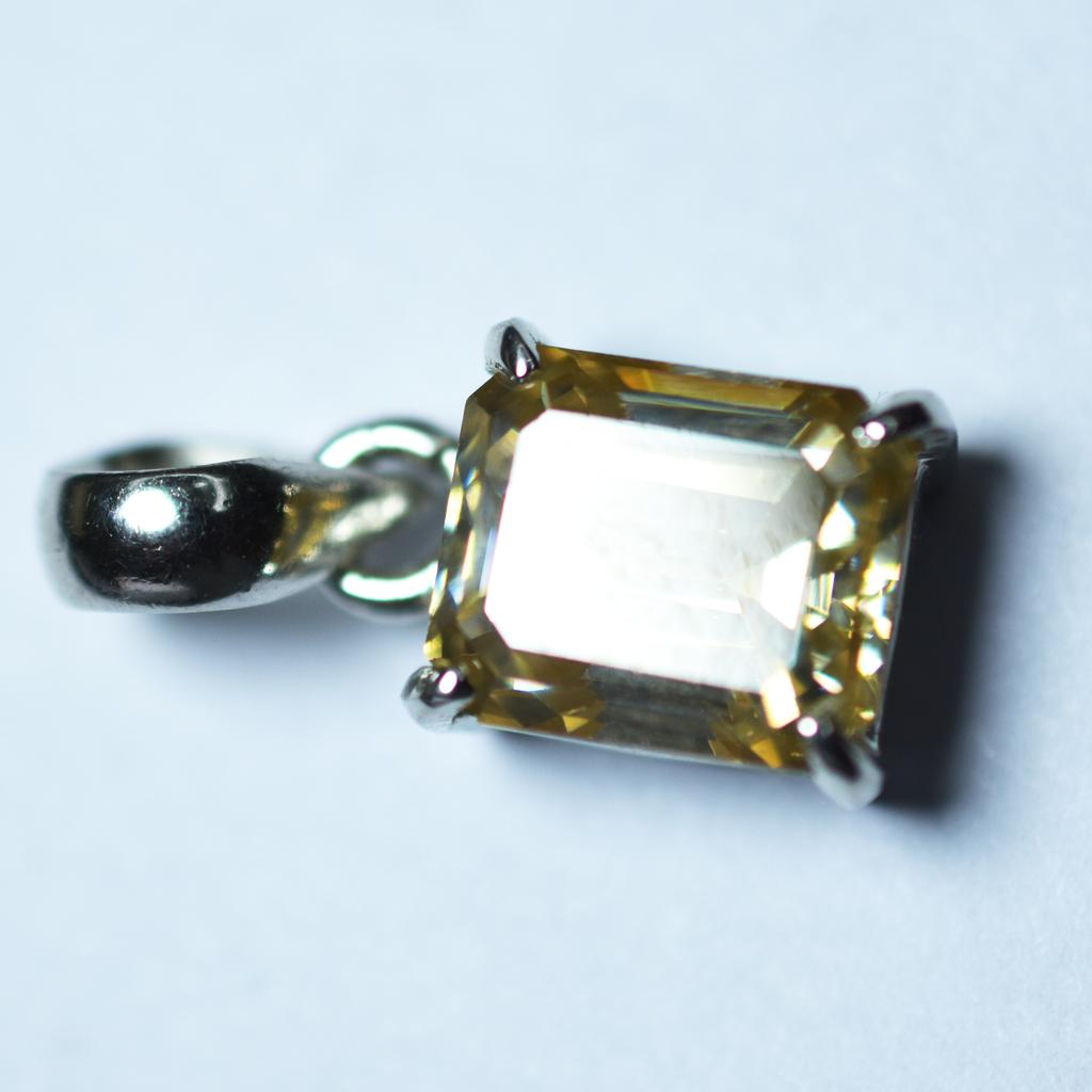 Synthetic Moissanite Pendant 12 ct Champagne 925 Sterling Silver Gemstone Jewelry Gift