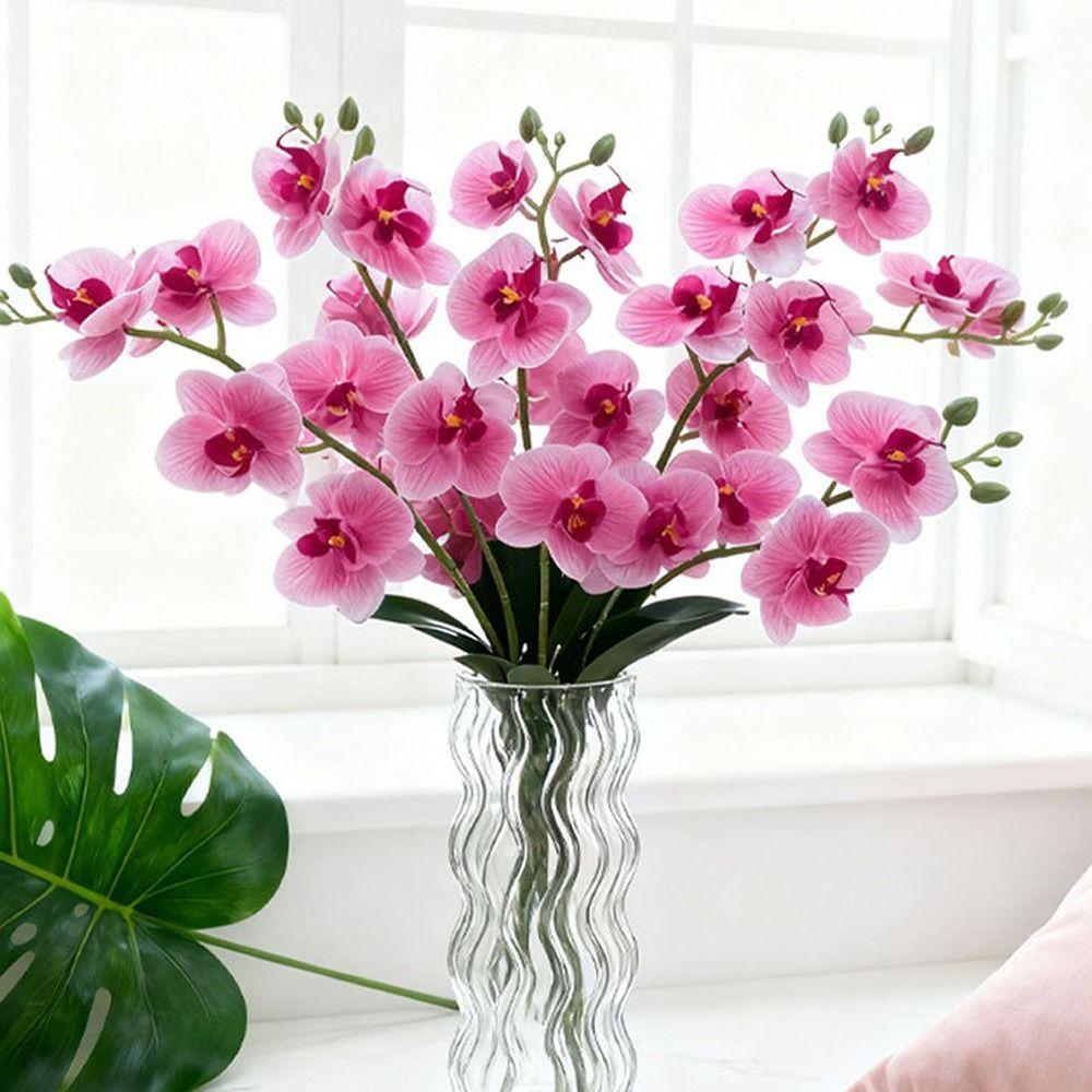 15 Heads Artificial Phalaenopsis Bouquet Photography Props Wedding Fake Flower  Wedding Decoration