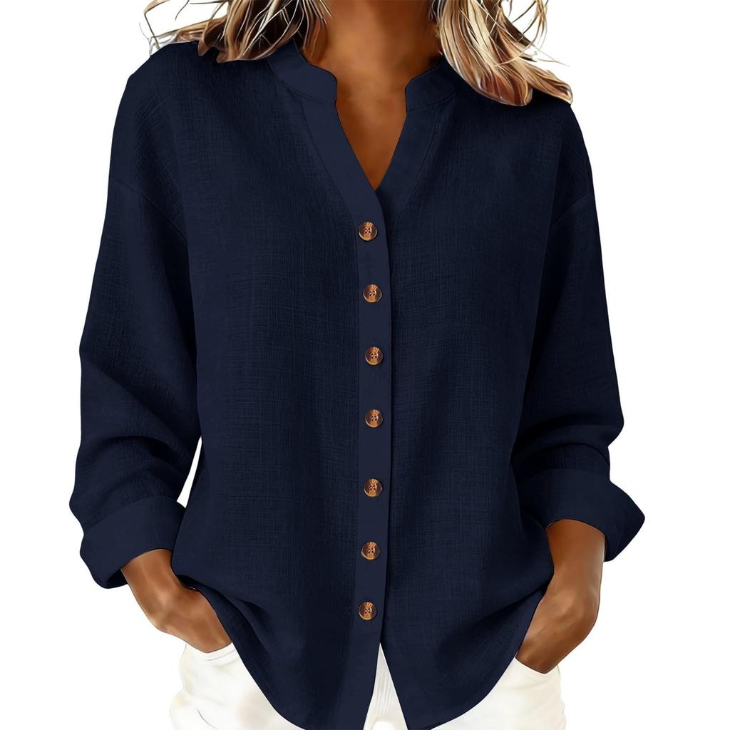 Women's Fashion Casual -Colour Long-Sleeved Button-Front Cardigan Shirt T-Shirt Top