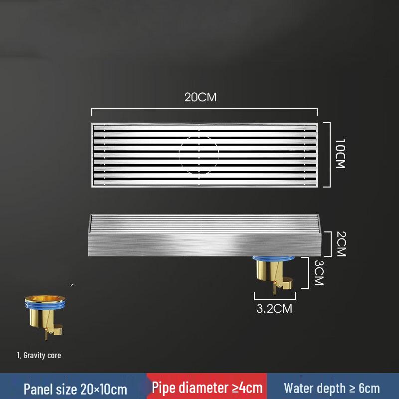 MDNG Bamboo Strip Gunmetal Grey Floor Drain