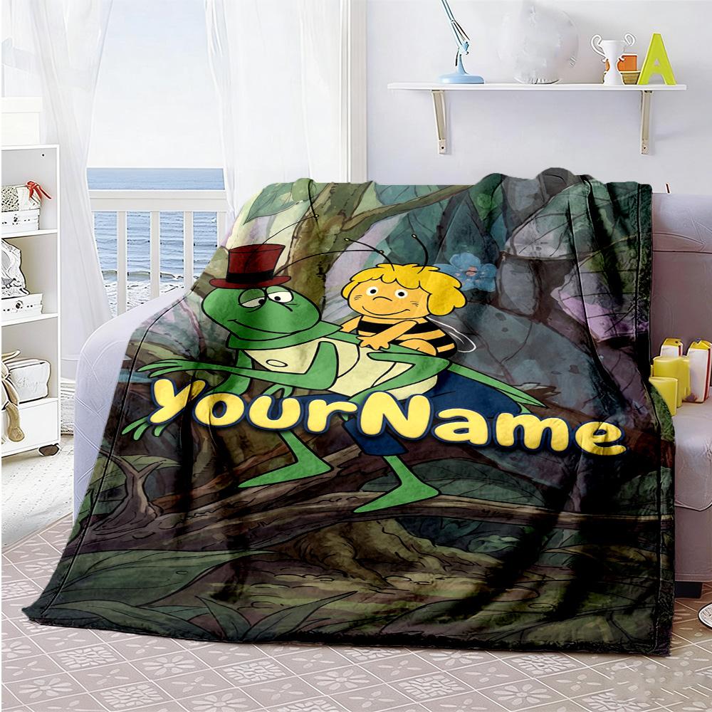 Biene Maja Personalized Text Blanket Cozy Personalized Blanket Durable Comfort Perfect for Office Bedding Bed Sofa Four Seasons Universal