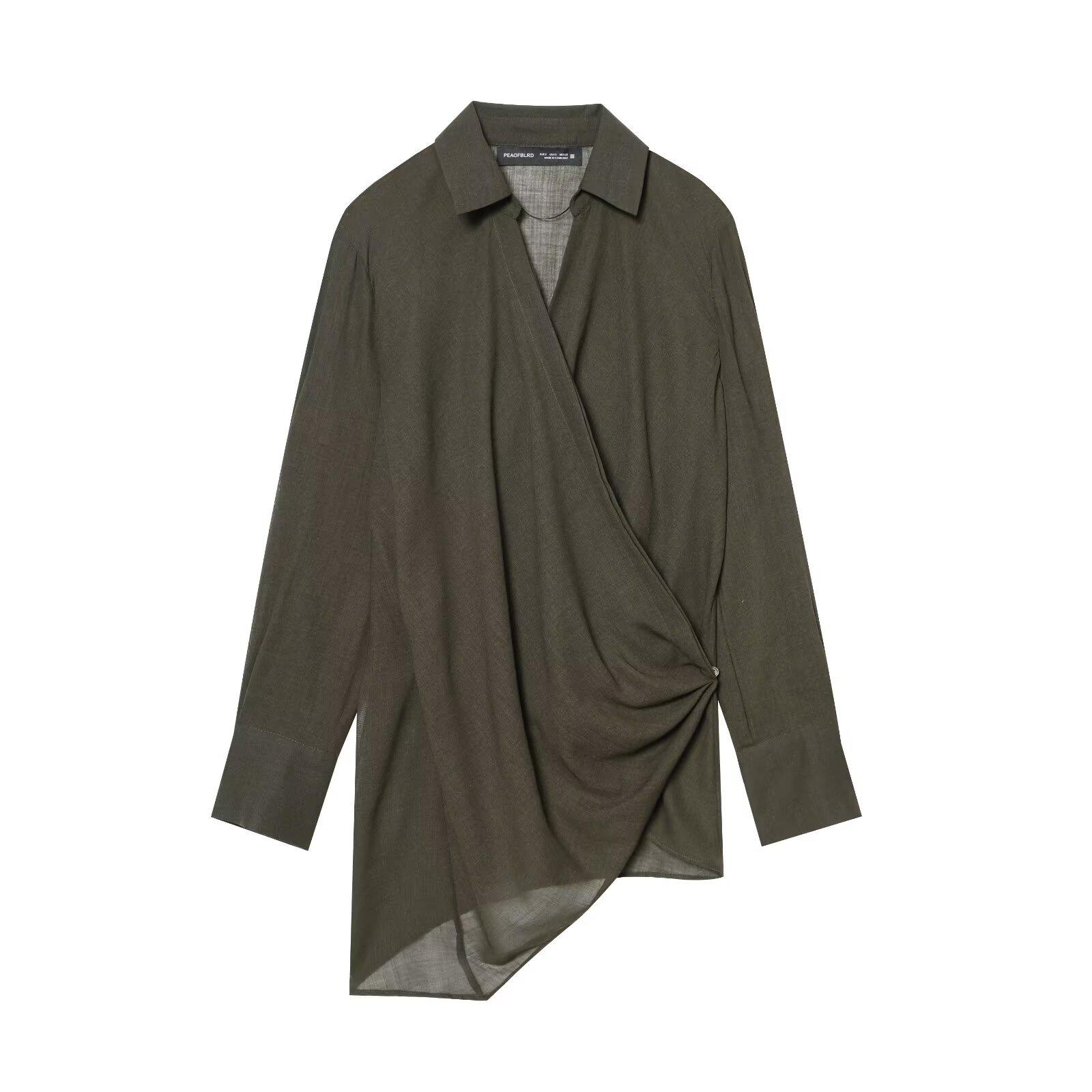 

Женский асимметричный топ из плиссированного шифона в стиле French Chic Extra Small