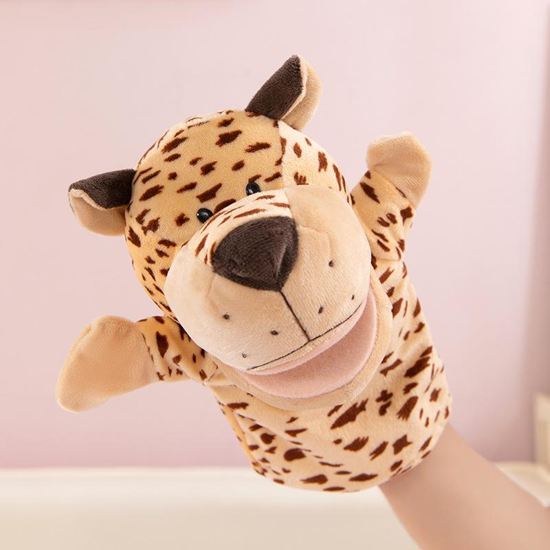 

Новая плюшевая игрушка-рукавичка, кукла-животное, реквизит для детского шоу, животное на палец 25cm леопардовый
