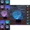 Rugby Cap Pattern 3d Led Night Light With Touch Control For Home Decor Gift