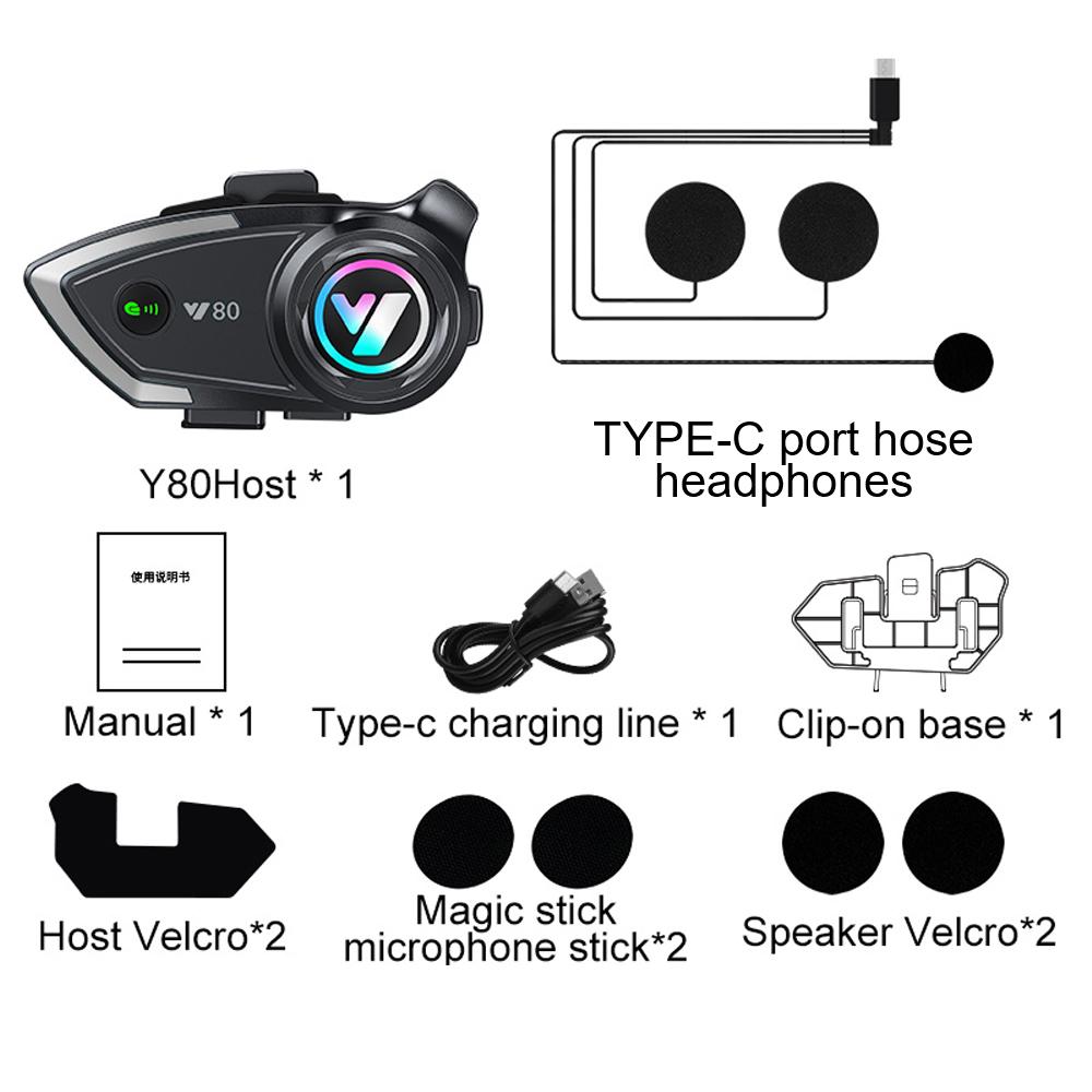 Handsfree Call Music Earphone Waterproof Headset Wireless for Riders Moto GPS Headphone Motorcycle Helmet BT 5.3 Y80