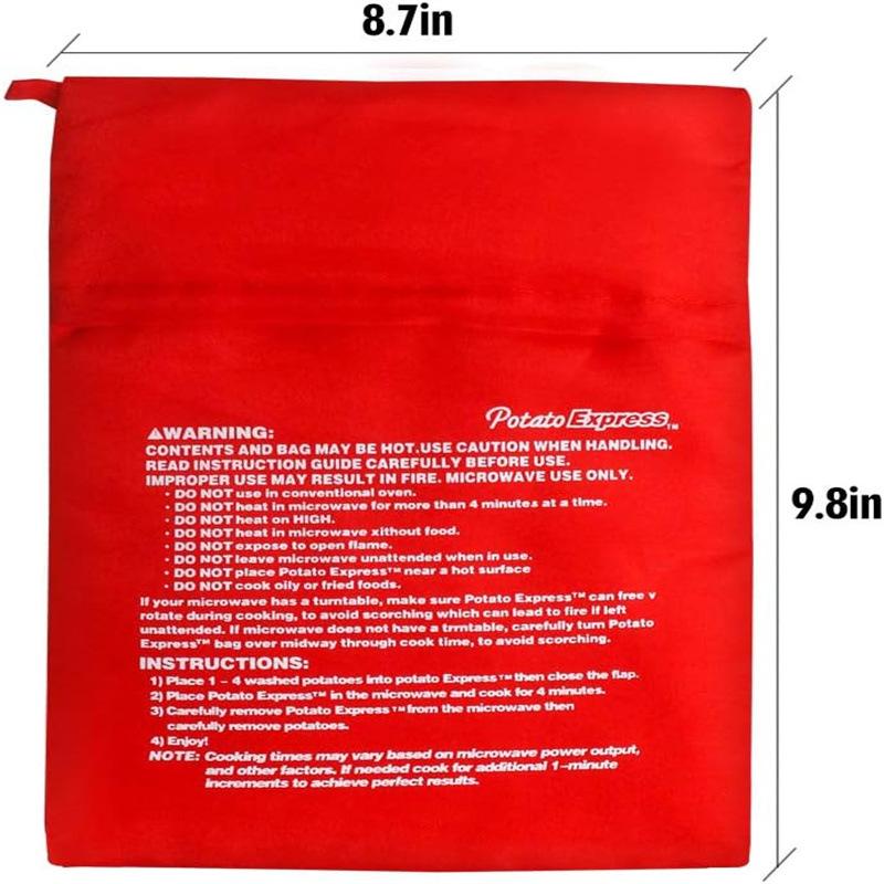 Мешок для картофеля в микроволновой печи Многоразовый пакет для приготовления картофеля в микроволновой печи Пакет для запекания картофеля Идеальный картофель 4 минуты Красный пакет для запекания