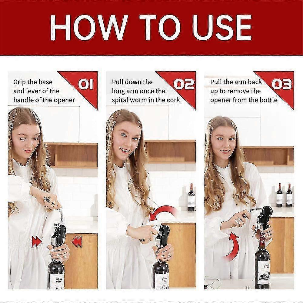 Aluminum Alloy , Wine Opener Compact Vertical Wine Bottle Opener With Foil Cutter,wine Stopper And Extra Spiral