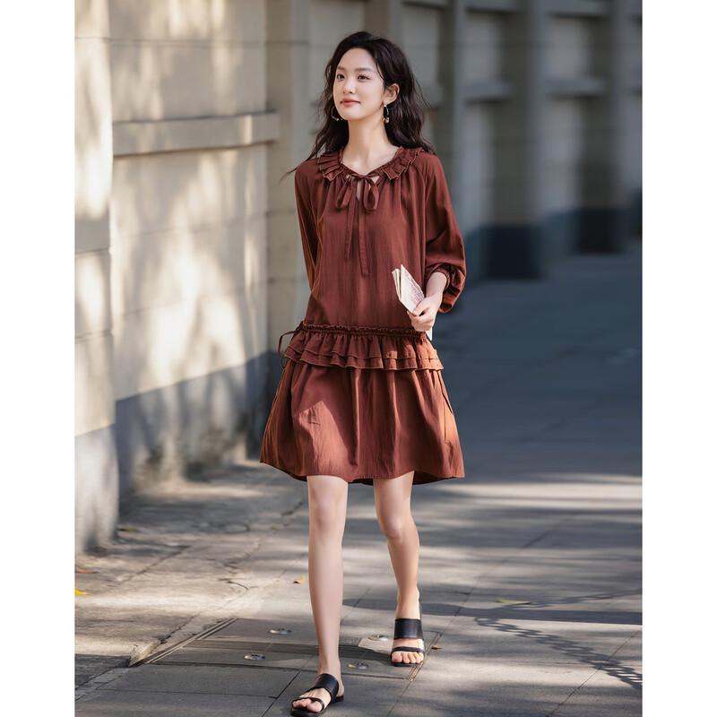 Demana Monet Rose Retro Tiered Lace Tie-Waist Midi Dress