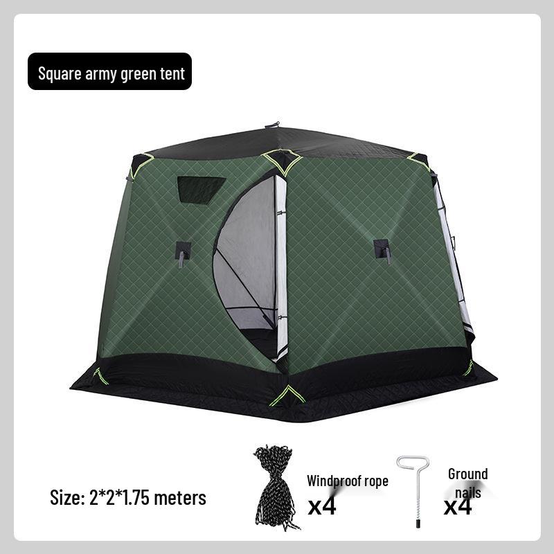 Hexagonal Warm Winter Ice Fishing Tent with Enhanced Windproof Cotton Insulation