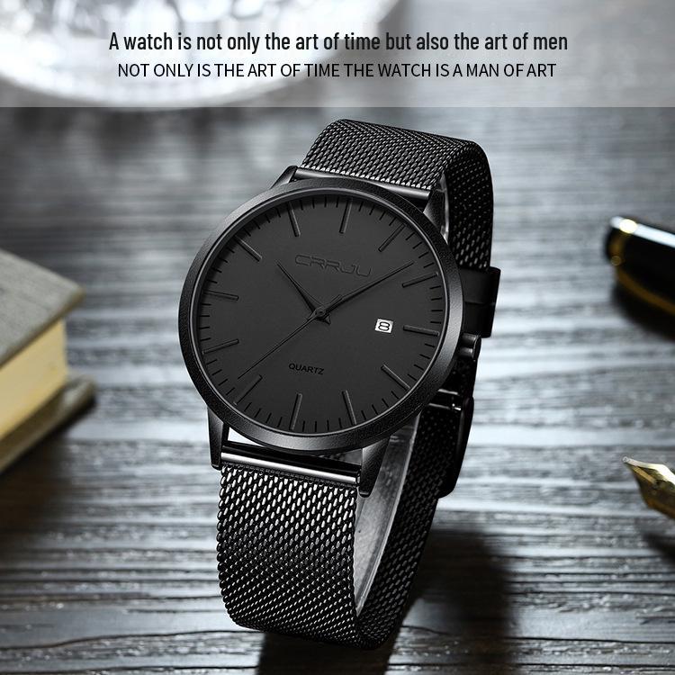 CRRJU 2172 Men's Casual Watch - Simple, Ultra-Thin Design with Calendar for Students and Professionals