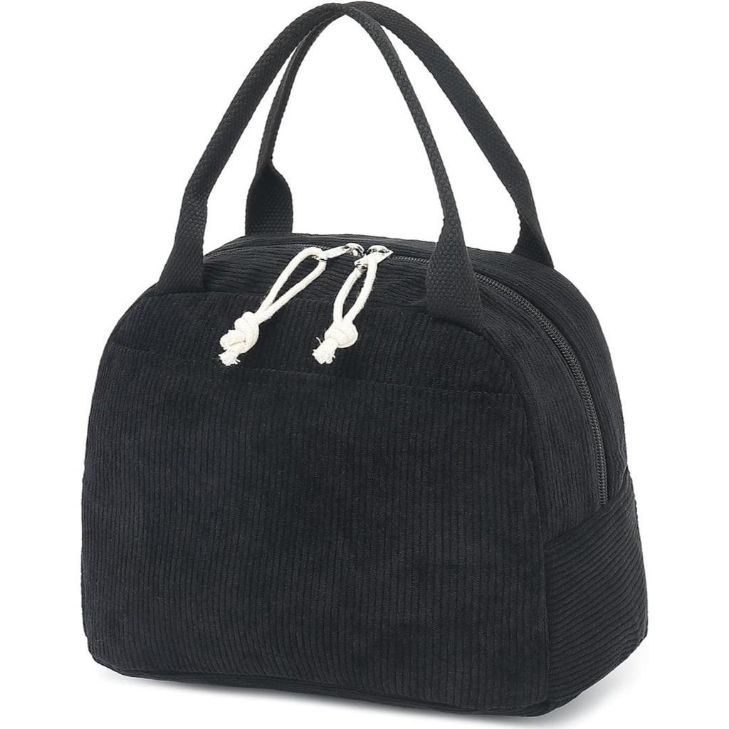 Corduroy Strawberry Ice Pack Insulated Lunch Bag - Large Capacity for Travel, Business, or Picnic