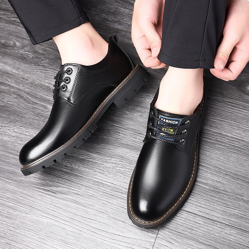 2025 New Men's Martin Boots Men's Trend Big Head British Casual Versatile Low-top Shoes Formal Leather Shoes Men