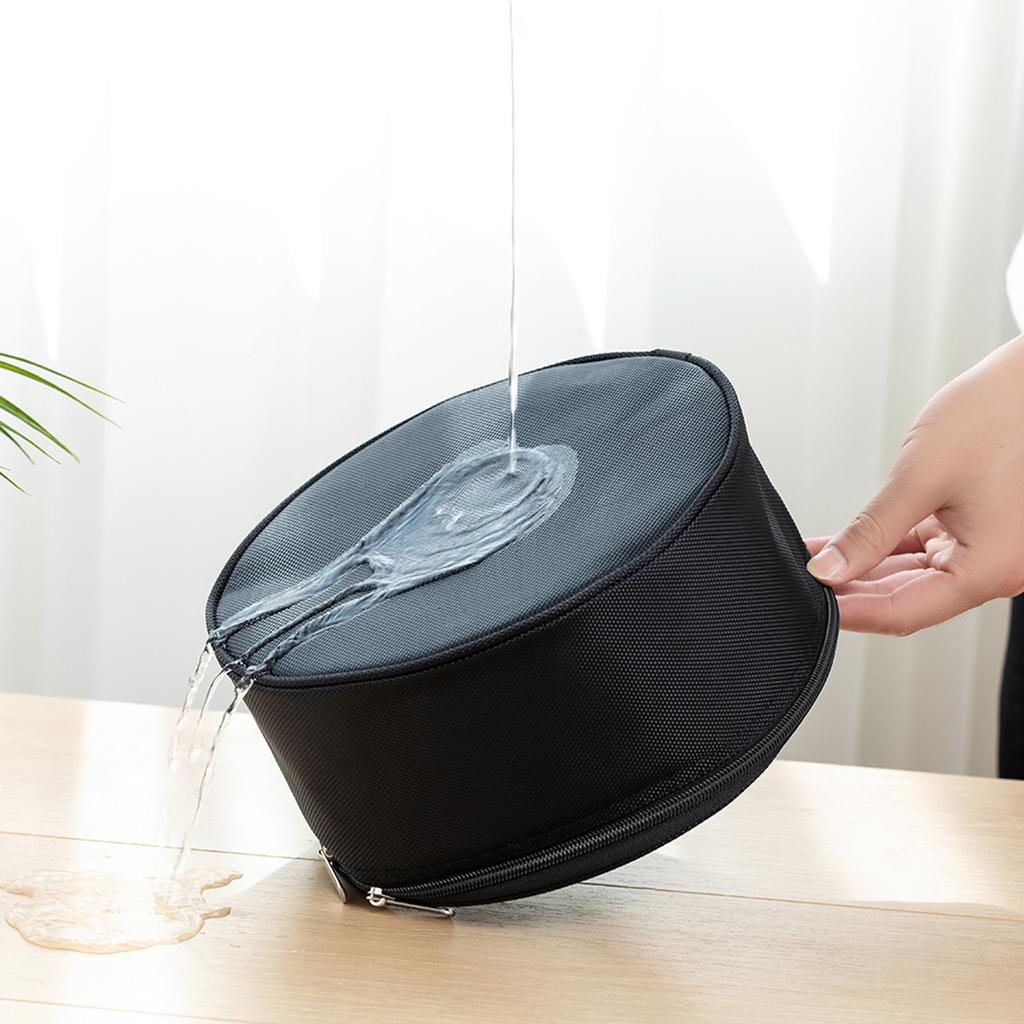 Telescopic Fan Storage Bag Large Capacity Waterproof Fan Hand Bag with Double Zipper and Mesh Pocket Folding Fan Storage Case