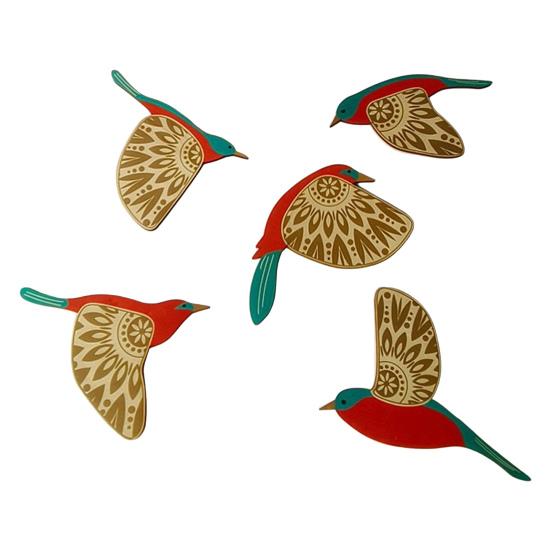 Yousheng Flying Birds Art mural Panneau de toilette en bois Décoration murale de salle de bain à domicile Accessoires de panneau de toilette décoratifs