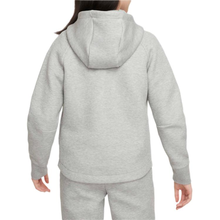 Nike Sportswear Tech Fleece Windrunner Logo Print Full Zip Hoodie Women Hoodies Light-Gray FB8338-063