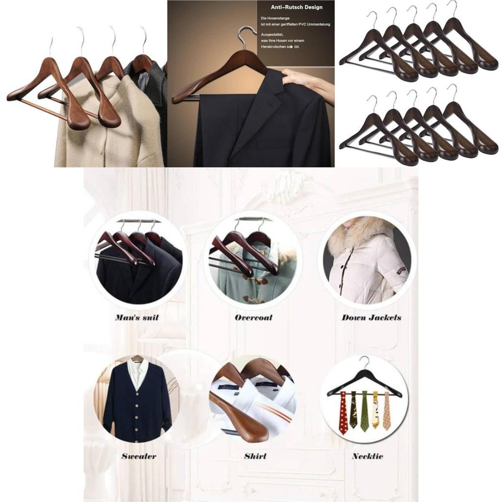 Wooden Clothes Hangers Set With Thickened Nonslip Design For Hotel And Closet Storage