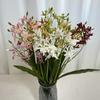 Elegant Artificial Dendrobium Orchid Stem With Foliage For Tabletop Decoration