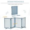Pet Gate Wooden Foldable Dog Safety Barrier W/ 4 Panels for Small and Medium Dogs Blue