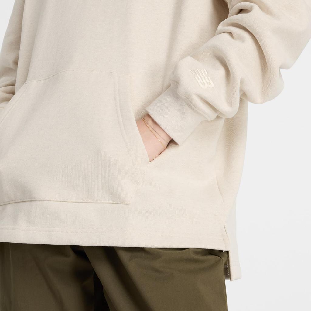 Geprägter Grafik-Fleece-Hoodie-Parka LIT [New Balance] Damen (WT43512) (Leinenmeliert)