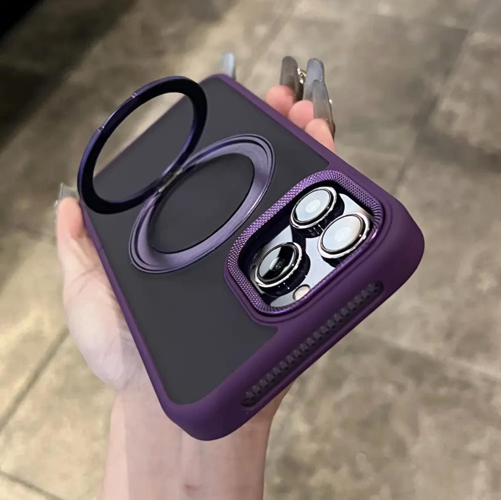Rotating magnetic suction bracket is suitable for iPhone16 skin matte mobile phone case Apple 15 all-inclusive anti-drop heat dissipation cover 14.