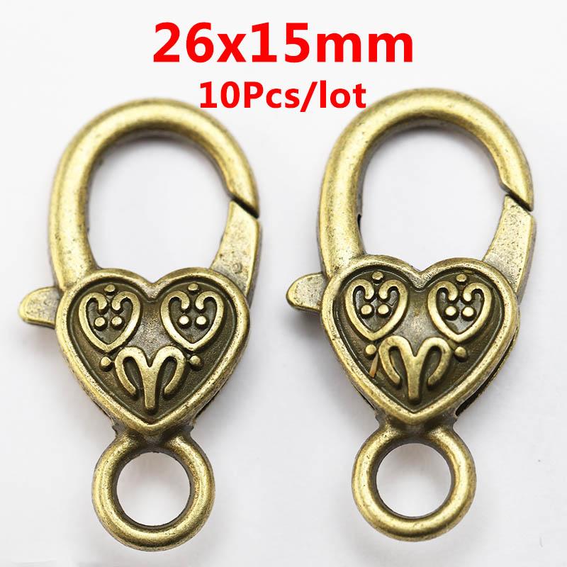 

10pcs Flower Lobster Clasp Antique Silver Hooks for Keychain Necklace Bracelet Chain DIY Jewelry Making Findings Components
