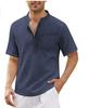 European & American Men's Hippie Casual Pocket Short Sleeve Beach T-shirt