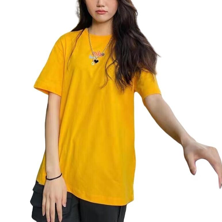 Nike Women'ss Logo Print Cartoon Crewneck Retro T-Shirt Yellow DV3204-739