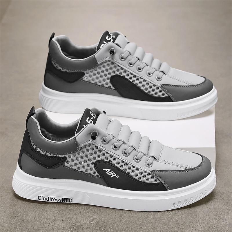 

2025 Men Sporty Shoes Comfortable Casual New Men s Shoes Leather Low Cut Fashion Trendy Running Sports Men s Casual Trendy Shoes 44 серый
