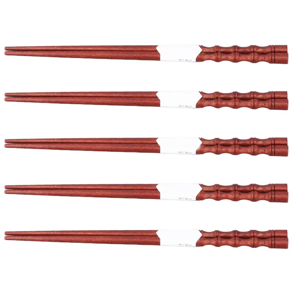 5 Parów Wielorazowych Pałeczek Antypoślizgowa Konstrukcja Naturalne Mahogany Lekkie Wygodne Zmywalne Pałeczki na Przyjęcia Wesela